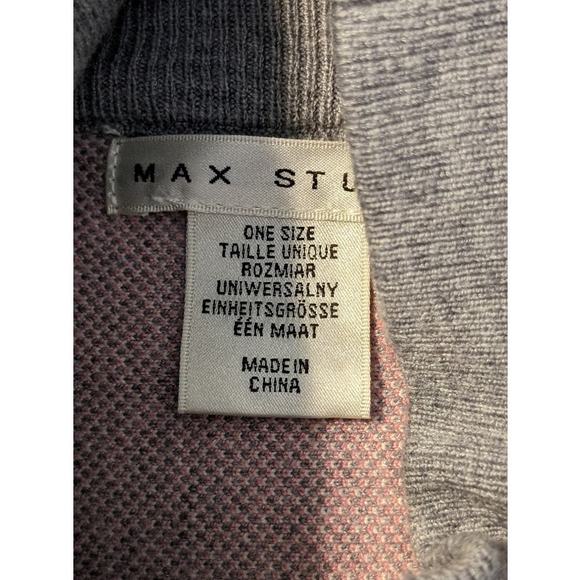 Max Studio Gray Pink Plaid Mock Turtleneck Pullover Knit Womens One Size Poncho - Picture 5 of 12